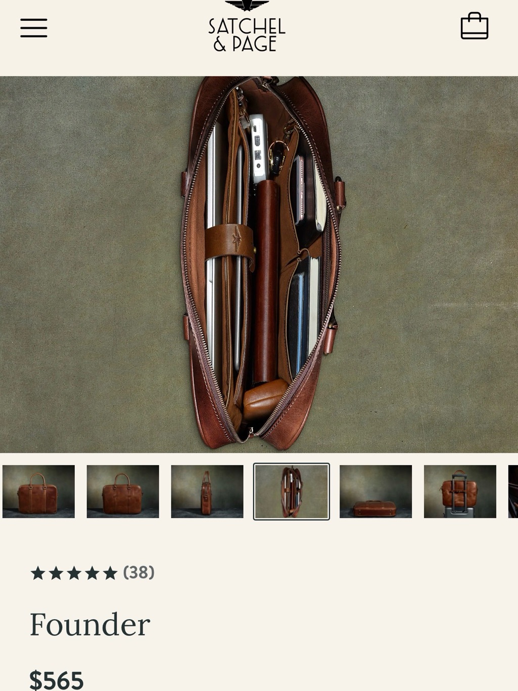 New With Out Tag! Never Used!! Satchel & Page Founder Leather Briefcase In Brown — image 3 of 8